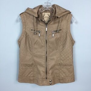 𝅺downtown Coalition Tan Vegan Leather Quilted Vest